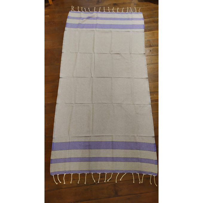 Fouta Chevron Diamond  Light Grey  Purple stripes 2x1m  