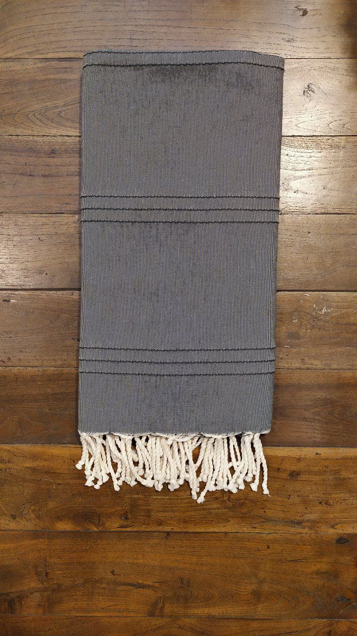 Fouta Anthracite  3 thin seams No stripes  Flat weaving 2x2m  