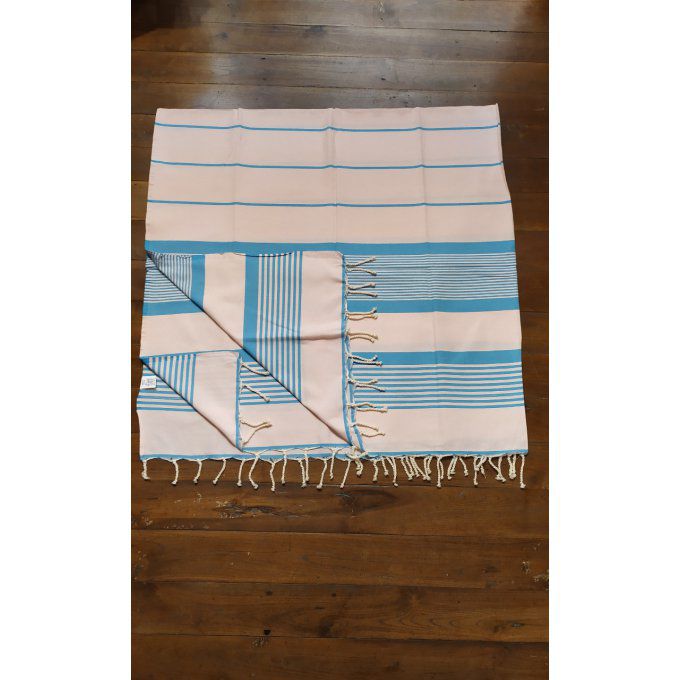 Fouta Baby rose  Turquoise stripes  Flat weaving 2x2m   