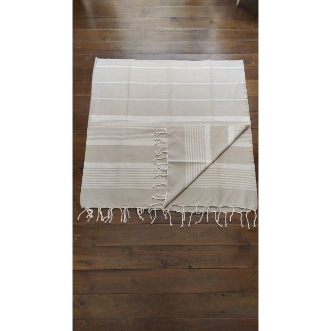 Fouta Beige  Light beige stripes  Flat weaving 2x2m  
