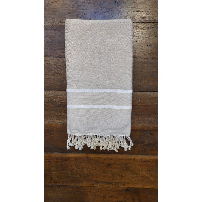 Fouta Beige  Chevron weaving  Running whip stitch Edge. 2x1m  