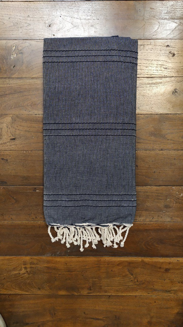 Fouta Black  3 thin seams No stripes Flat weaving 3x2m   
