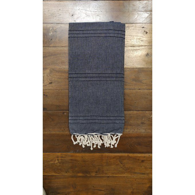 Fouta Black  3 thin seams No stripes Flat weaving 3x2m   