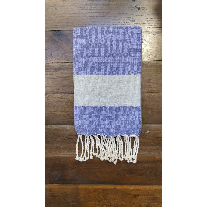 Fouta Chevron Diamond  Violet  Light grey stripe 2x1m  