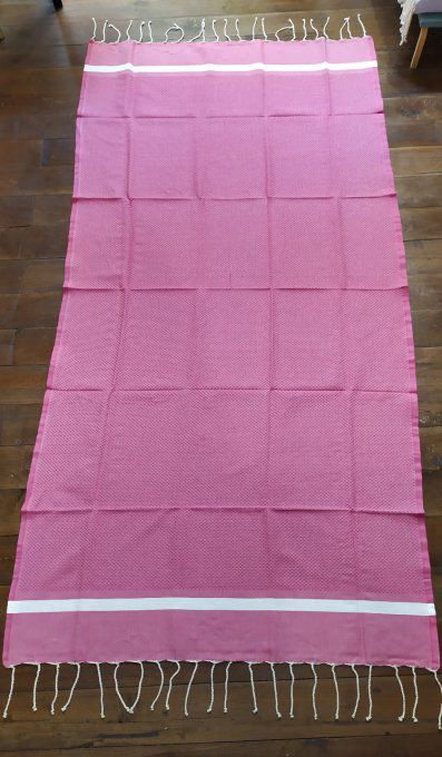 Fouta Fushia  white stripe   bumble bee weaving 2x1m   