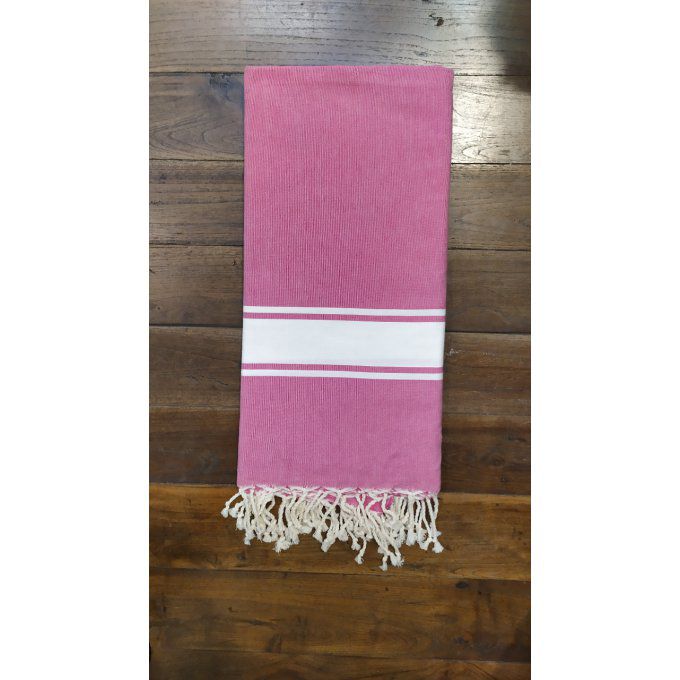 Fouta Fushia  White stripe  Flat weaving 2x2m      