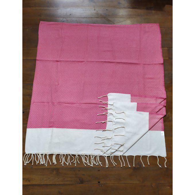 Fouta Fushia Cream Oeil de Perdrix weaving 2,50x2,35m    