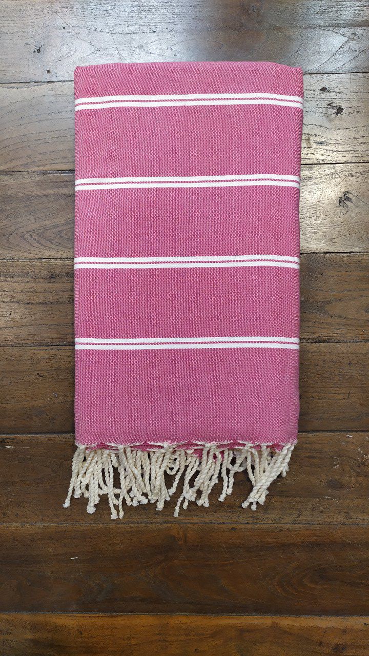 Fouta Fushia Thin White stripes flat weaving 2,50x2,35m  