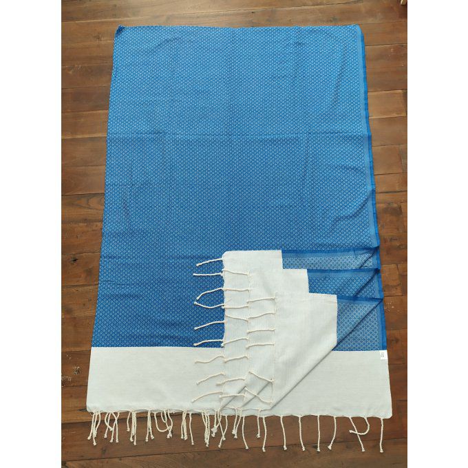 Fouta Indigo Light Grey  - Oeil de Perdrix weaving 3x2m  