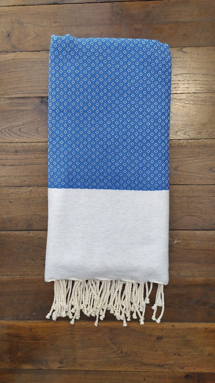 Fouta Indigo Light Grey  - Oeil de Perdrix weaving 3x2m  