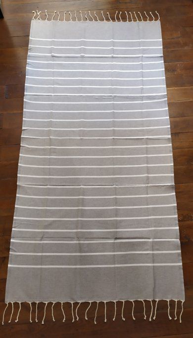Fouta Light Grey/White thin stripe flat weaving 2x1m  