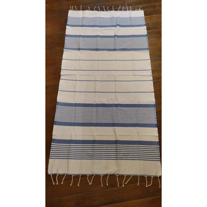 Fouta Arthur Light grey/blue multi stripe  flat weaving 2x1m