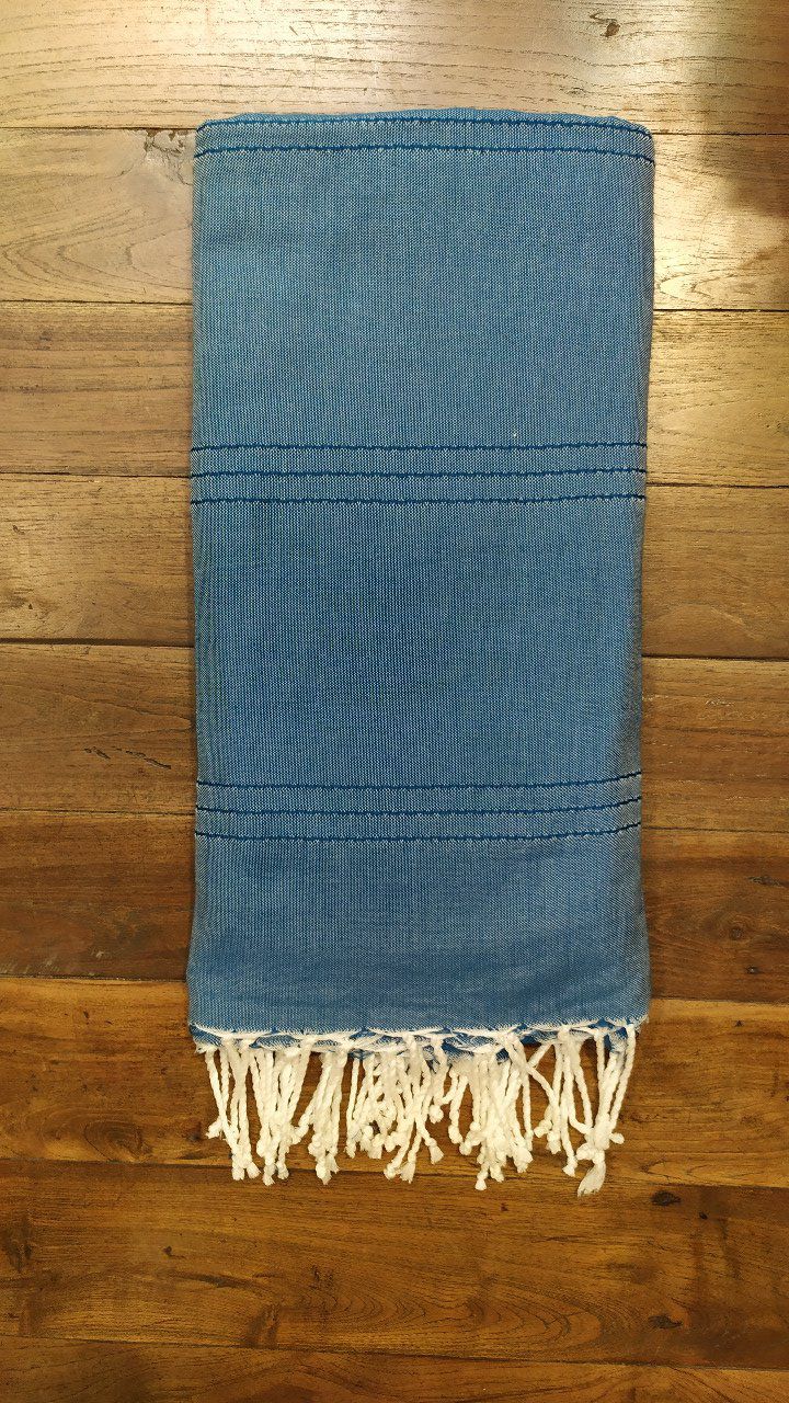 Fouta Indigo  3 thin seams No stripes Flat weaving 3x2m 