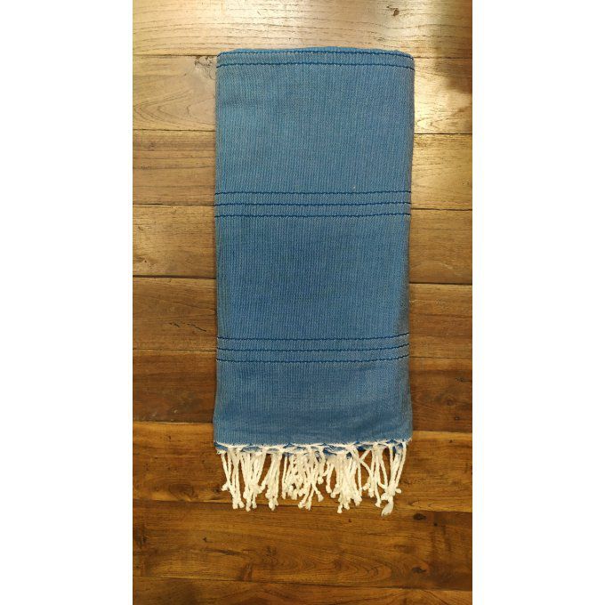 Fouta Indigo  3 thin seams No stripes Flat weaving 3x2m 