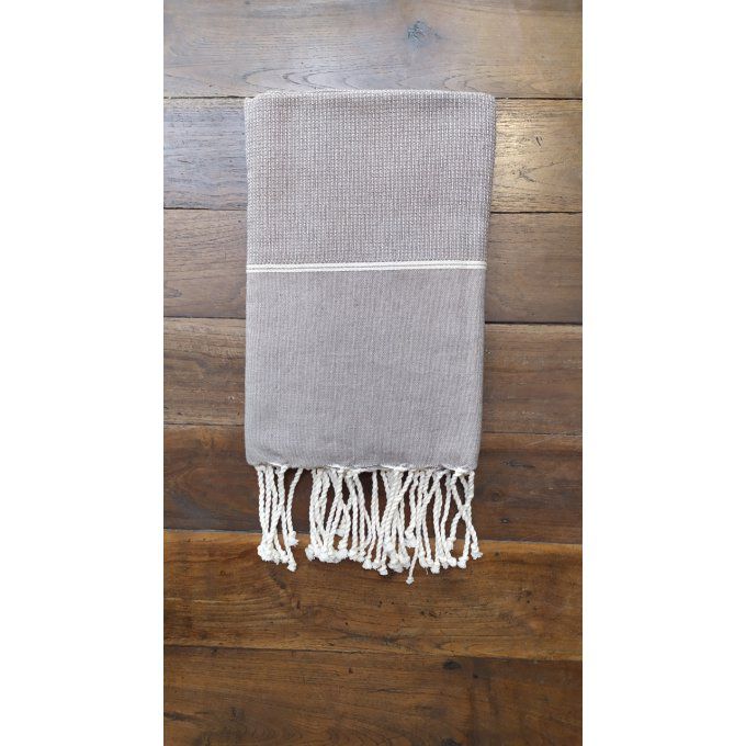 Fouta Nattée Beige  Thin white stripe 2x1m  