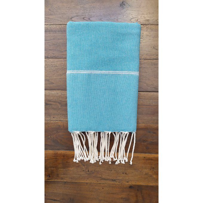 Fouta Nattée Green  Thin White stripe 2x1m   