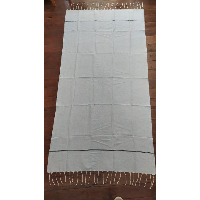 Fouta Nattée Light grey  Thin black stripe 2x1m  