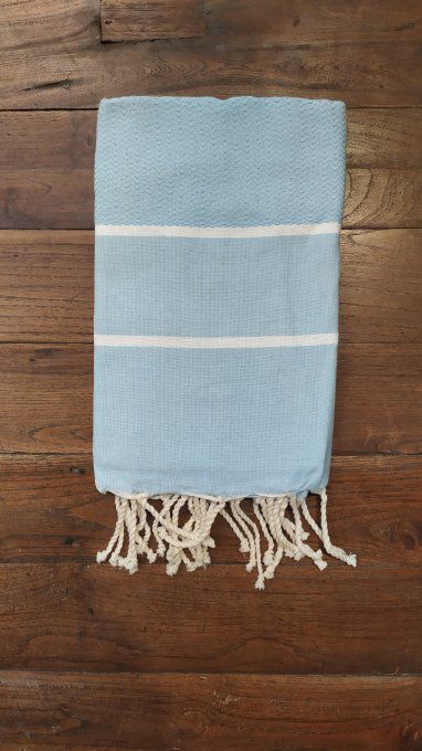 Fouta Sky blue  Chevron weaving  Edge standard 2x1m   