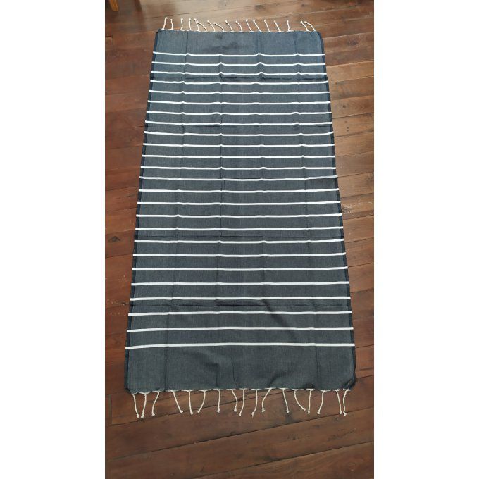 Fouta Black/white thin stripe flat weaving 2x1m