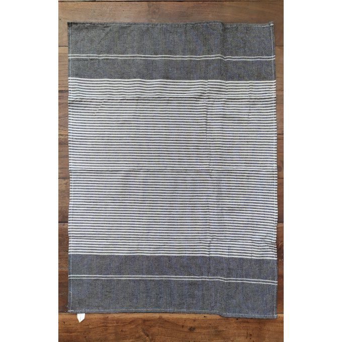 Kitchen Tea Towel - Brown Cream stripes - with buckle to hang - 70x45 cm  