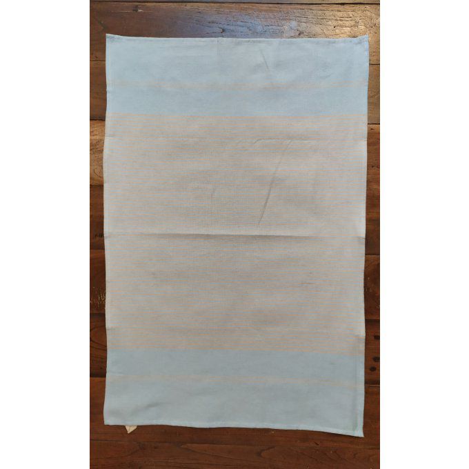Kitchen Tea Towel - Sky Blue Light Grey stripes - with buckle to hang - 70x45 cm  