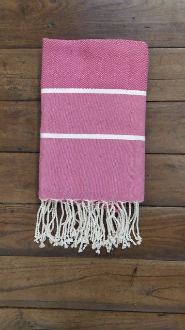 Fouta Fuschia Chevron weaving  Edge standard 2x1m  