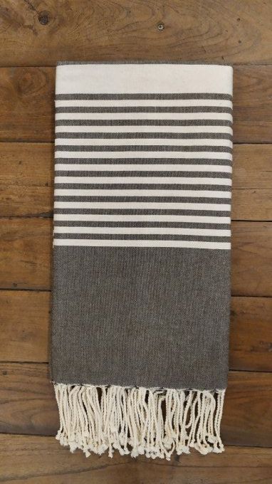 Fouta Brown  -  Beige stripes Flat weaving 3x2m  