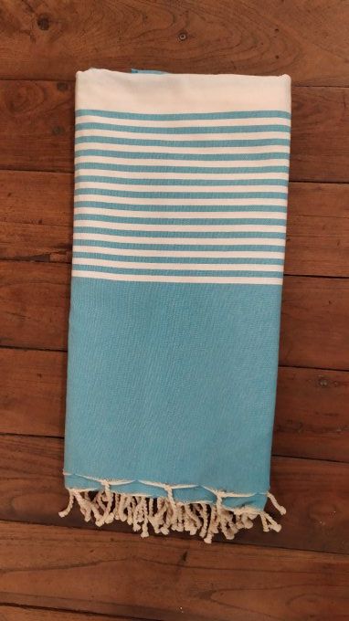 Fouta Med blue  -  White stripes Flat weaving 3x2m  