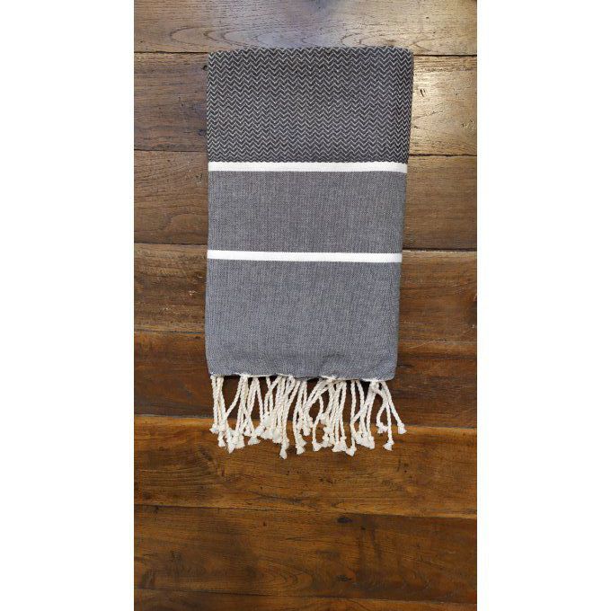 Fouta Anthracite  Chevron weaving  Edge standard 2x1m  