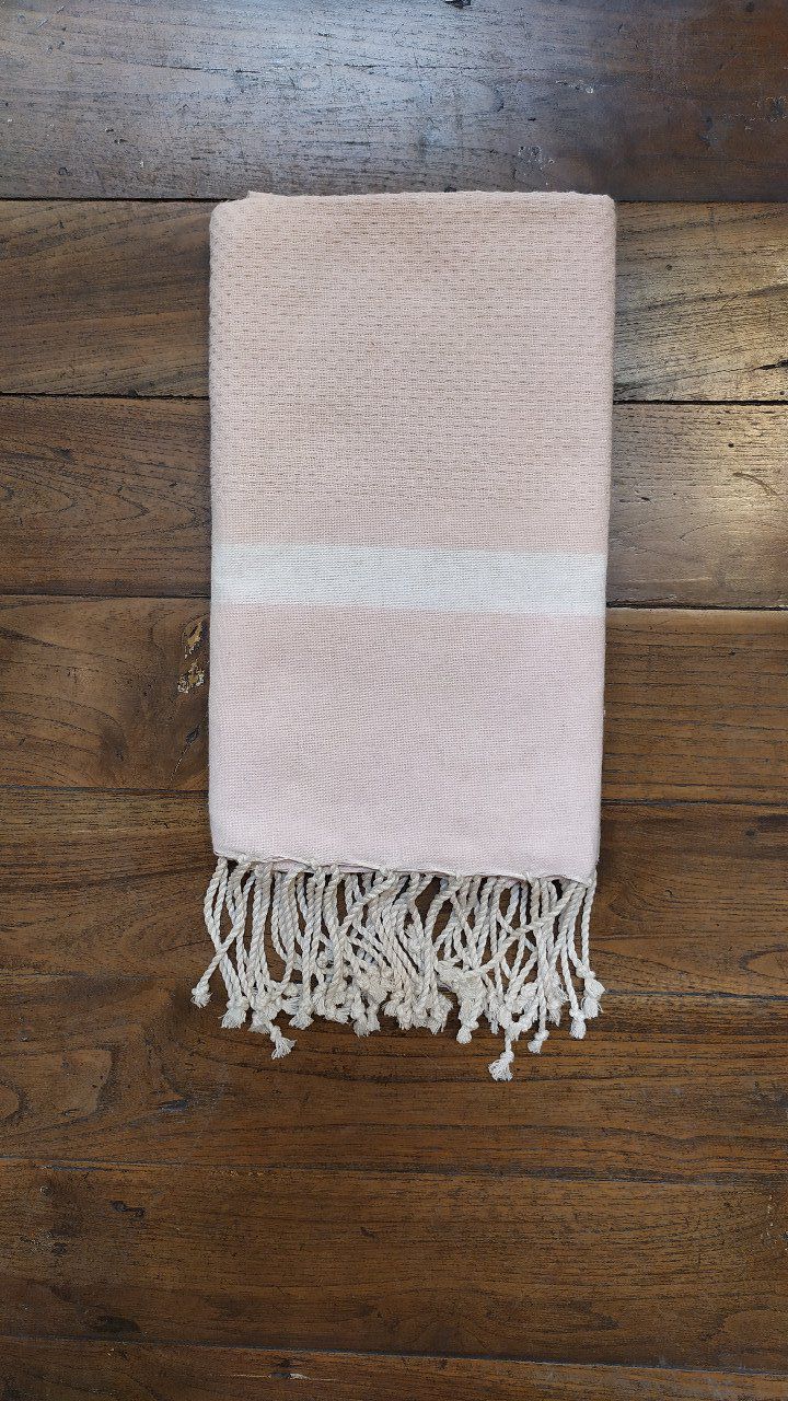 Fouta Baby Rose  White stripe   bumble bee weaving 2x1m 