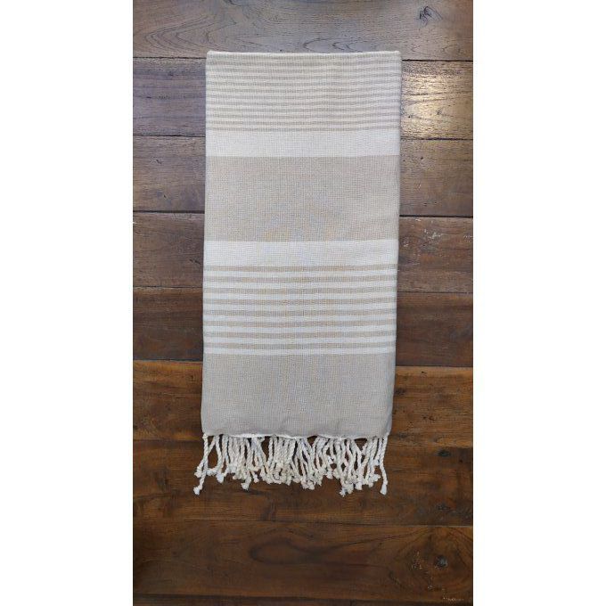 Fouta Beige  Light beige stripes  Flat weaving 2x2m  