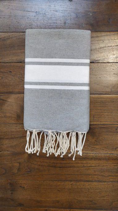 Fouta Medium grey flat weaving 2x1m