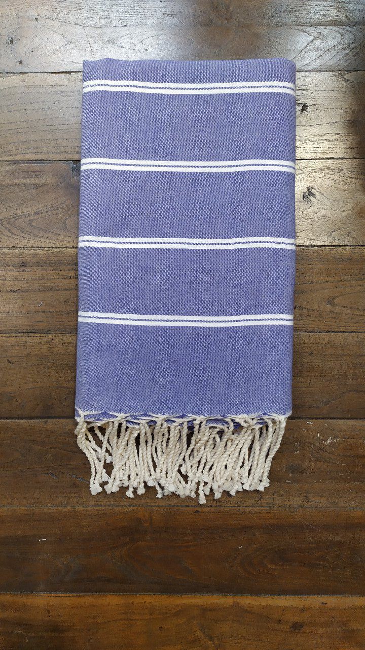 Fouta Purple Thin White stripes flat weaving 2,50x2,35m   