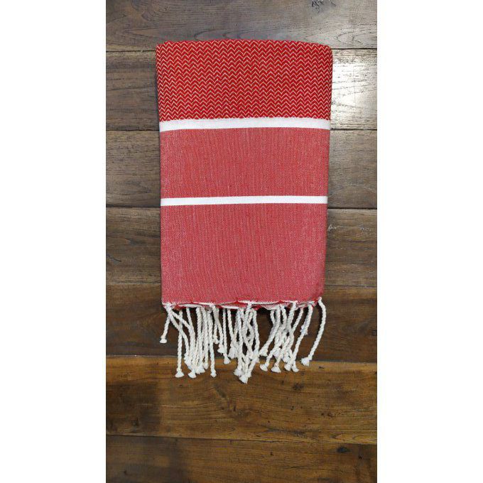 Fouta Red  Chevron weaving    Edge standard 2x1m