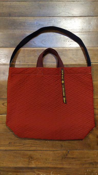Italian Handmade pop bag "La Sellerie"  - Red molleton - 51x51cm 