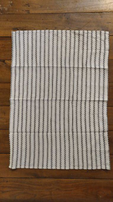 Kitchen Tea Towel - Grey Black stripes - with buckle to hang - 70x45 cm 