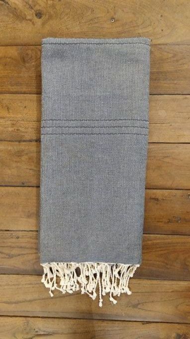 Fouta Anthracite  3 thin seams No stripes Flat weaving 3x2m    