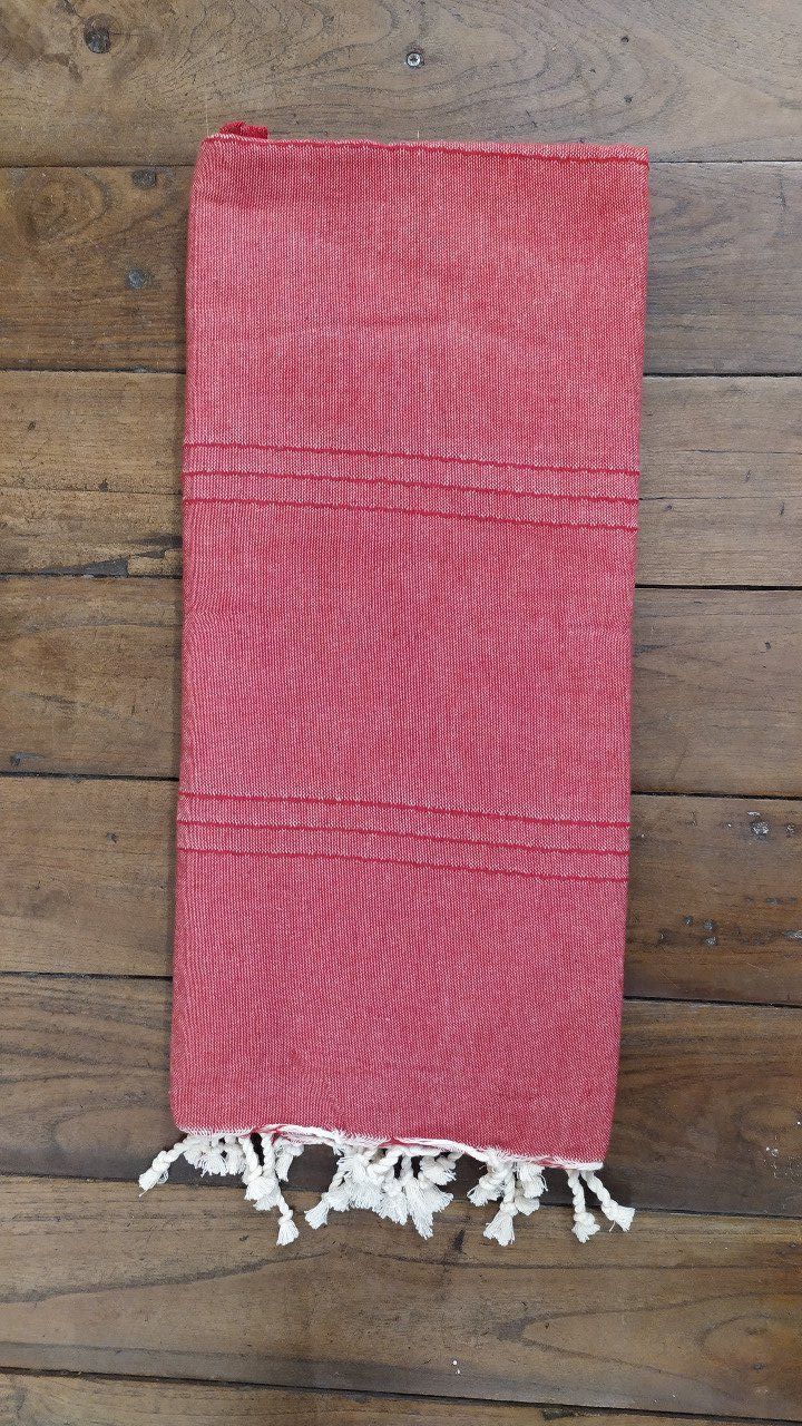 Fouta Red Thin seams No stripes Flat weaving 2x2m     