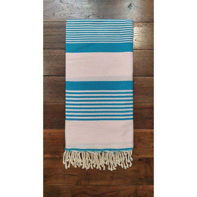 Fouta Baby rose  Turquoise stripes  Flat weaving 2x2m   