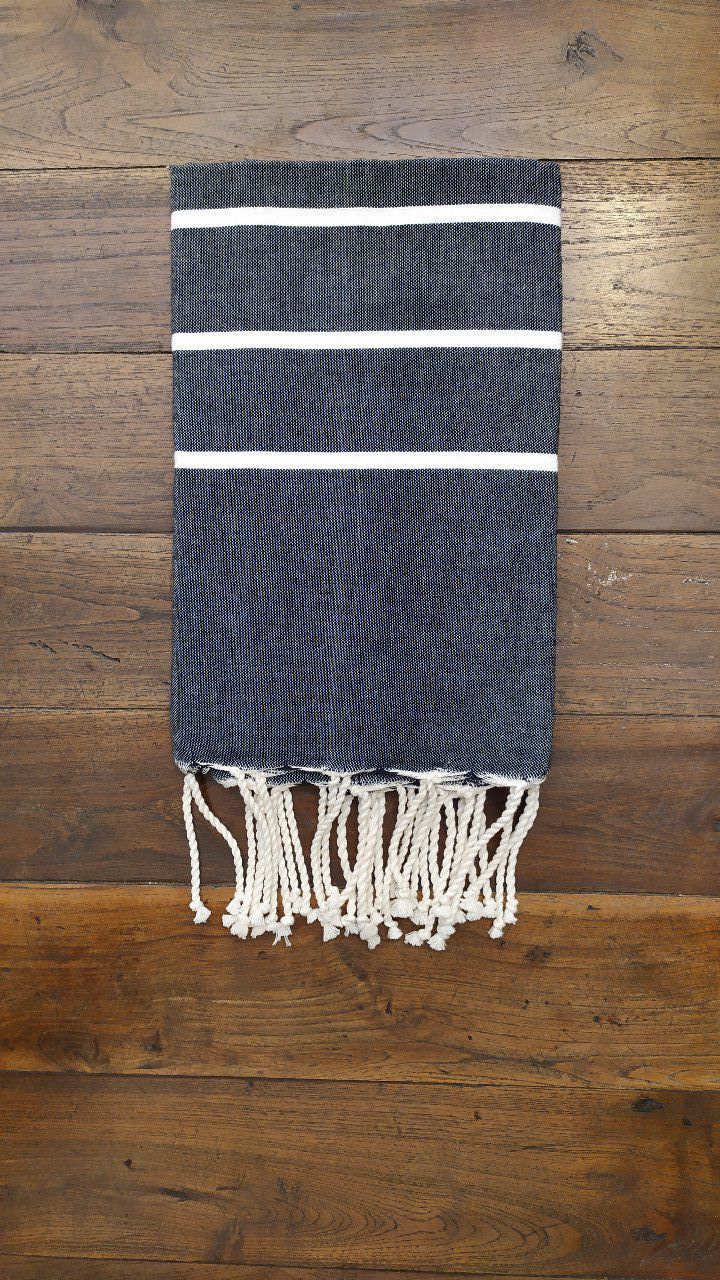 Fouta Black/white thin stripe flat weaving 2x1m