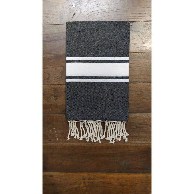 Fouta Black flat weaving 2x1m