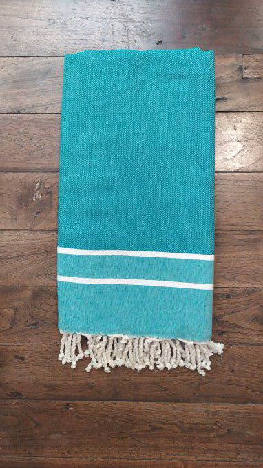 Fouta Green Chevron weaving Running whip stitch Edge. 2x2m  