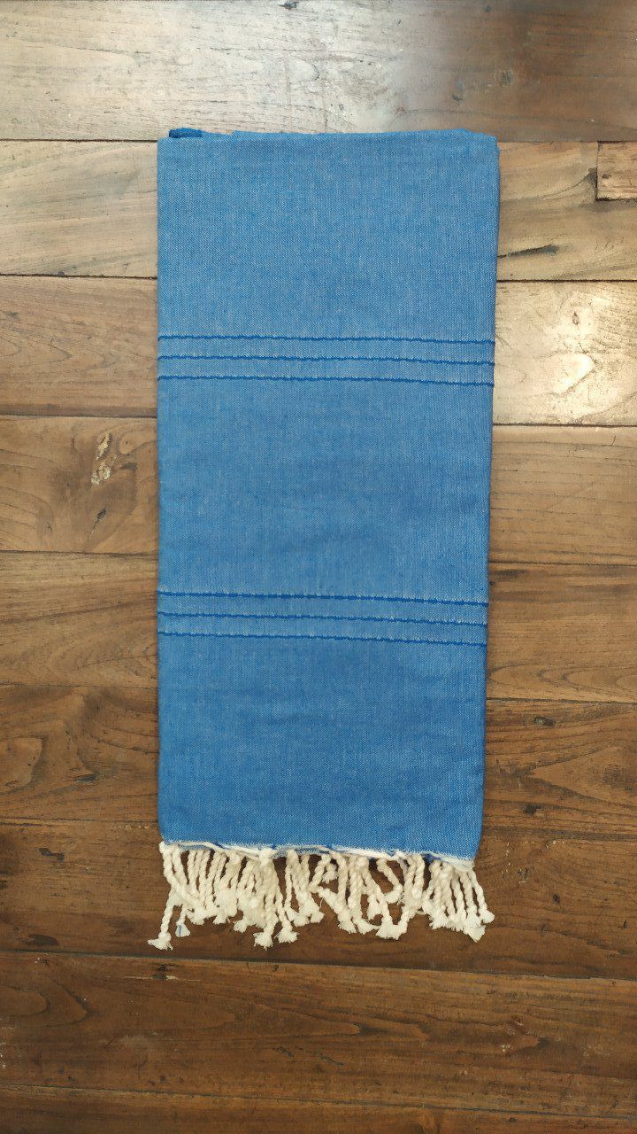Fouta Indigo Blue  3 thin seams No stripes  Flat weaving 2x2m   
